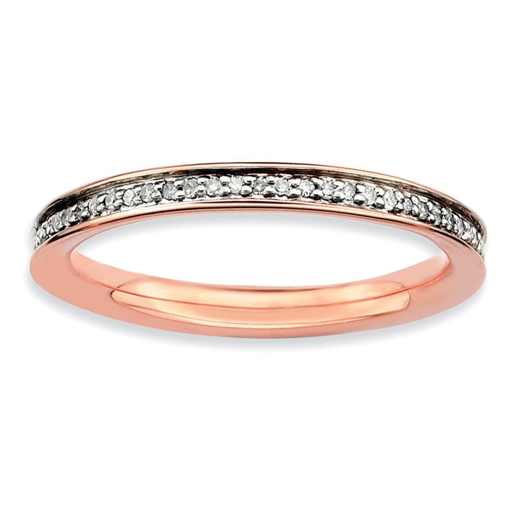 2.25mm 14K Rose Plated Silver Stackable 1/5 Cttw HI/I3 Diamond Band, Item R8760 by The Black Bow Jewelry Co.