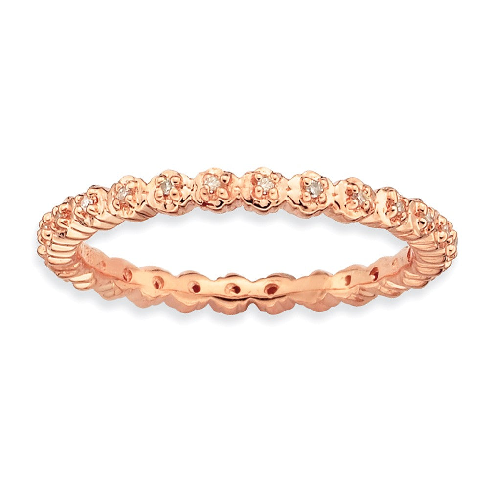 14K Rose Gold Plated SS Stackable 1/15 Cttw HI/I3 Diamond 2.25mm Band, Item R8764 by The Black Bow Jewelry Co.