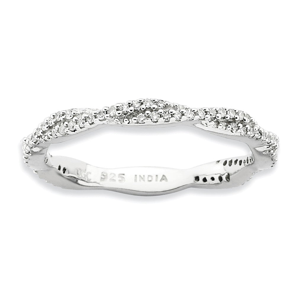 2.5mm Silver Stackable 1/4 Cttw HI/I3 Diamond Twisted Band, Item R8774 by The Black Bow Jewelry Co.
