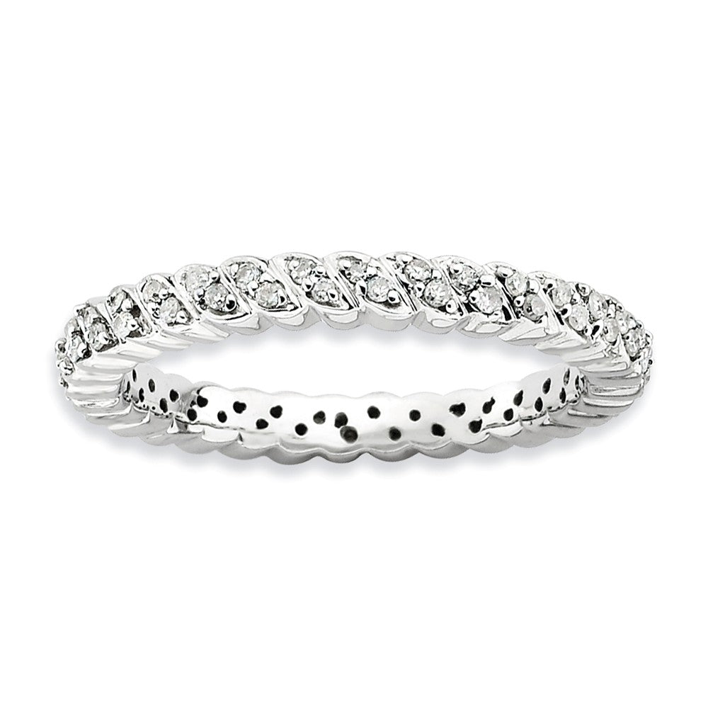 2.5mm Sterling Silver Stackable 1/5 Cttw HI/I3 Diamond Petal Band, Item R8778 by The Black Bow Jewelry Co.