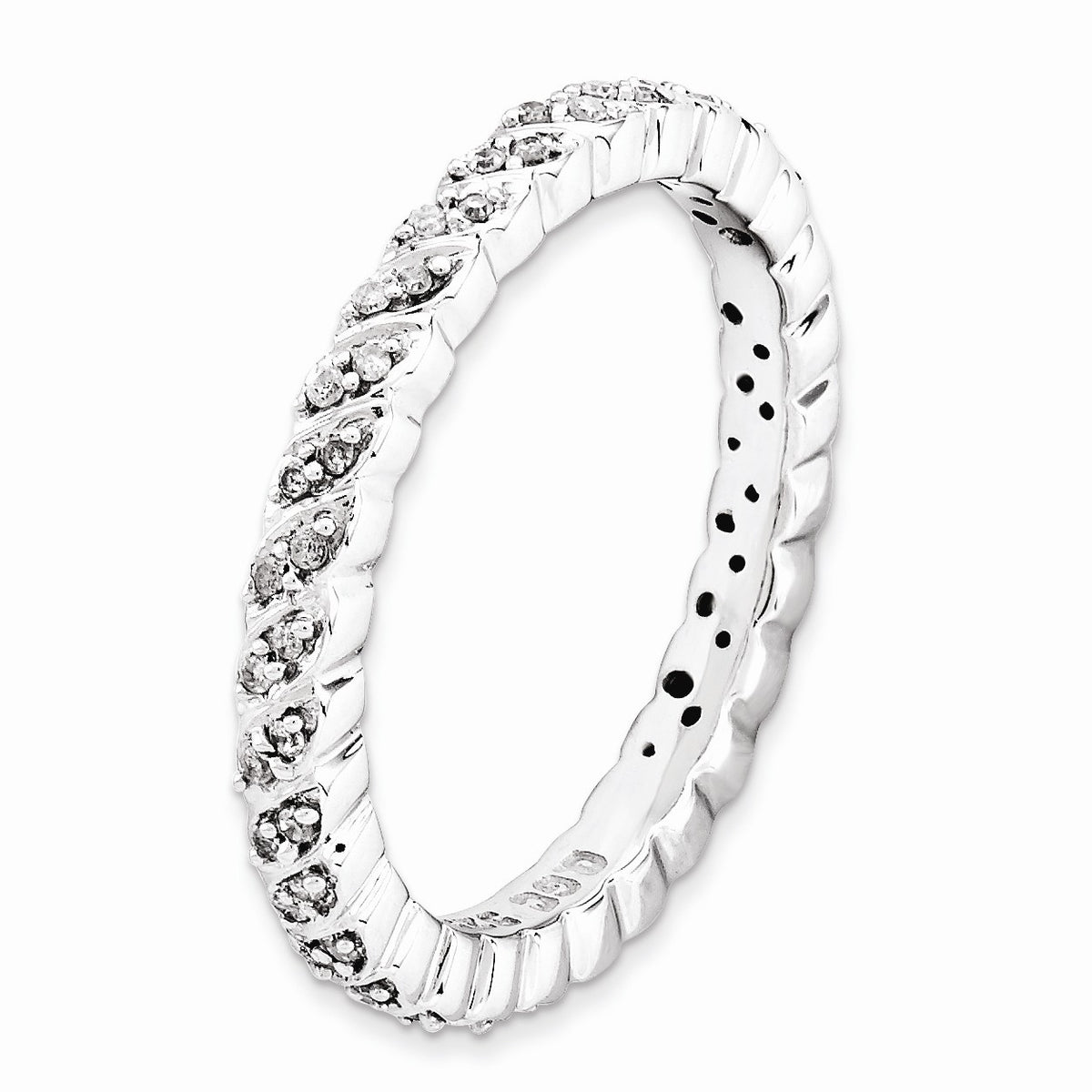 Alternate view of the 2.5mm Sterling Silver Stackable 1/5 Cttw HI/I3 Diamond Petal Band by The Black Bow Jewelry Co.