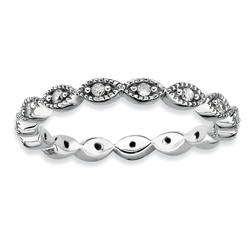 2.5mm Sterling Silver Stackable 1/5 Cttw HI/I3 Diamond Band, Item R8785 by The Black Bow Jewelry Co.