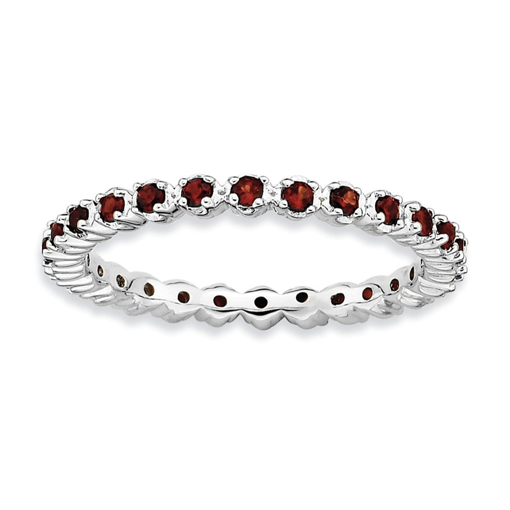 2.25mm Sterling Silver and Garnet Prong Set Stackable Band, Item R8820 by The Black Bow Jewelry Co.