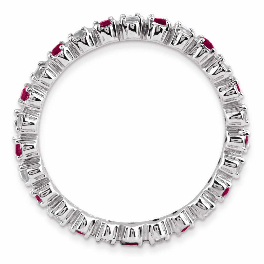 Alternate view of the 2.25mm Sterling Silver, Garnet &amp; .04 Ctw Diamond Stackable Band by The Black Bow Jewelry Co.