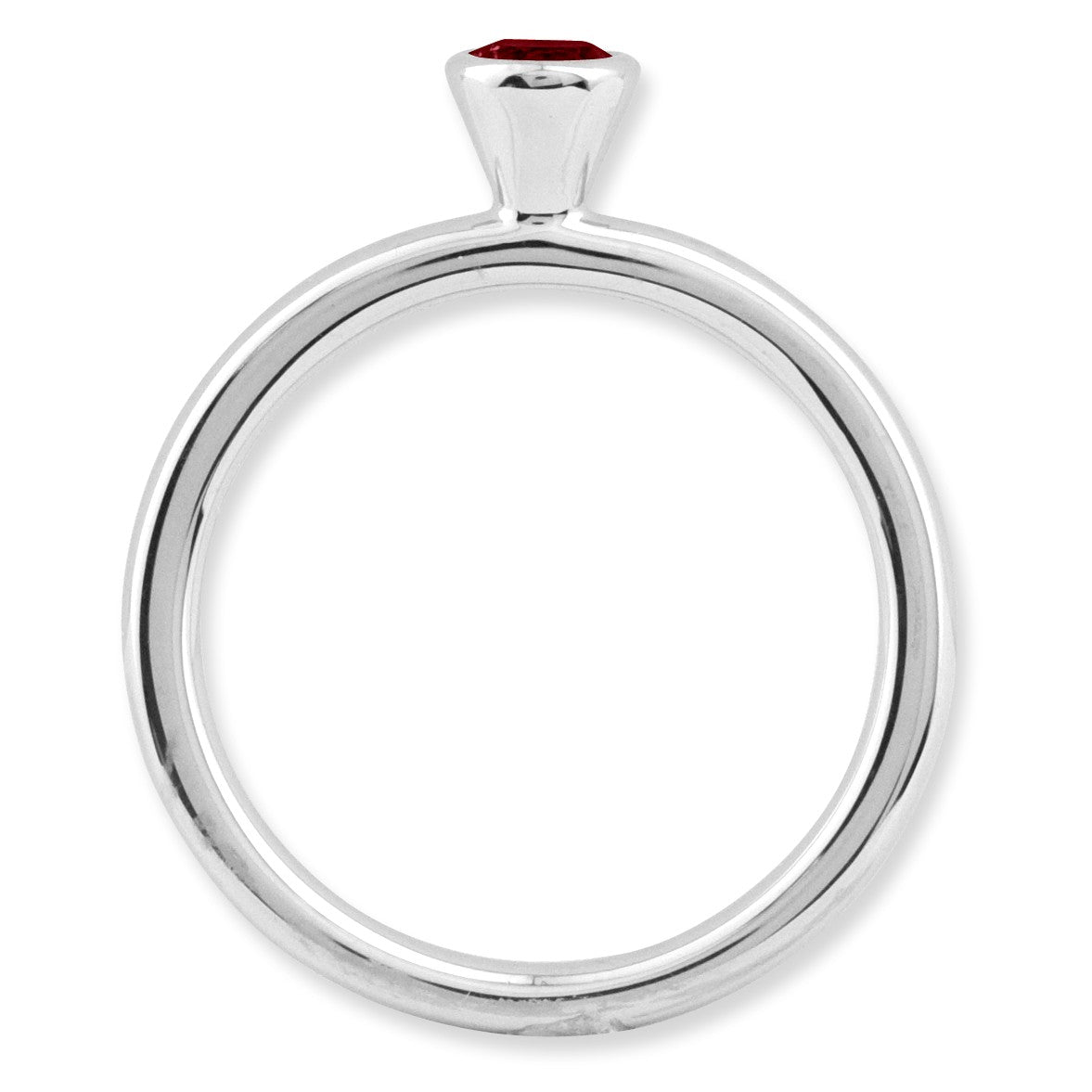 Alternate view of the Sterling Silver &amp; Garnet Stackable High Profile 4mm Solitaire Ring by The Black Bow Jewelry Co.