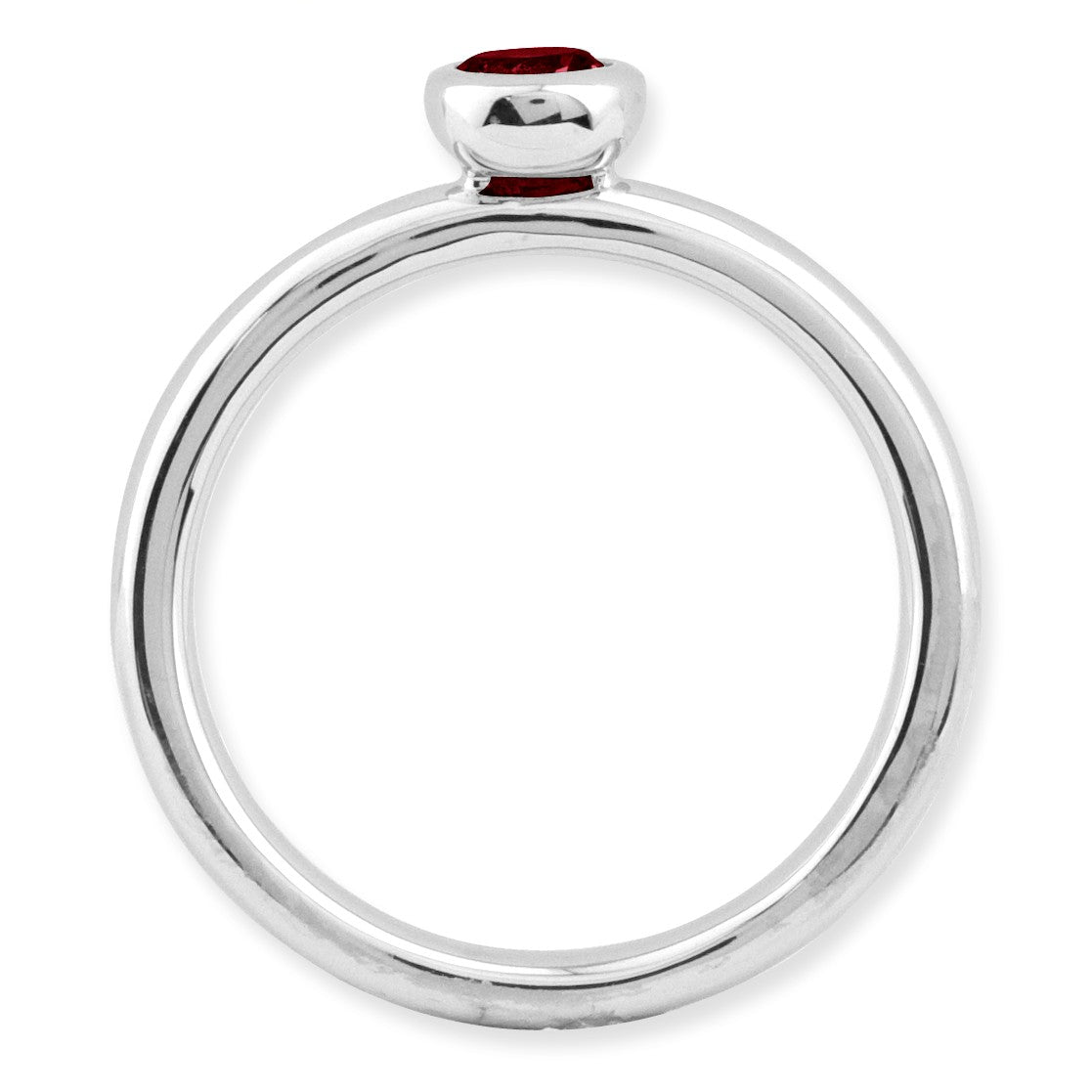Alternate view of the Sterling Silver &amp; Garnet Stackable Low Profile 4mm Solitaire Ring by The Black Bow Jewelry Co.
