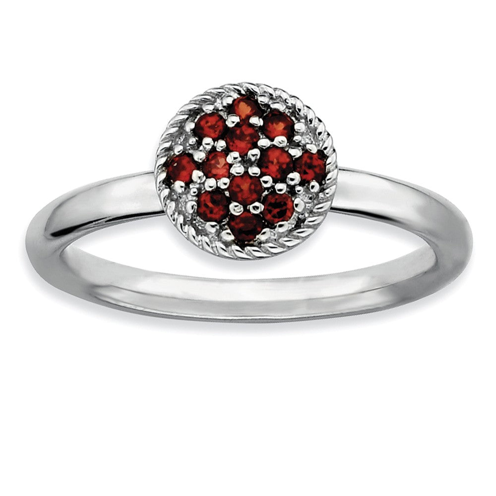 Sterling Silver &amp; Garnet Stackable 8mm Round Cluster Ring, Item R8829 by The Black Bow Jewelry Co.