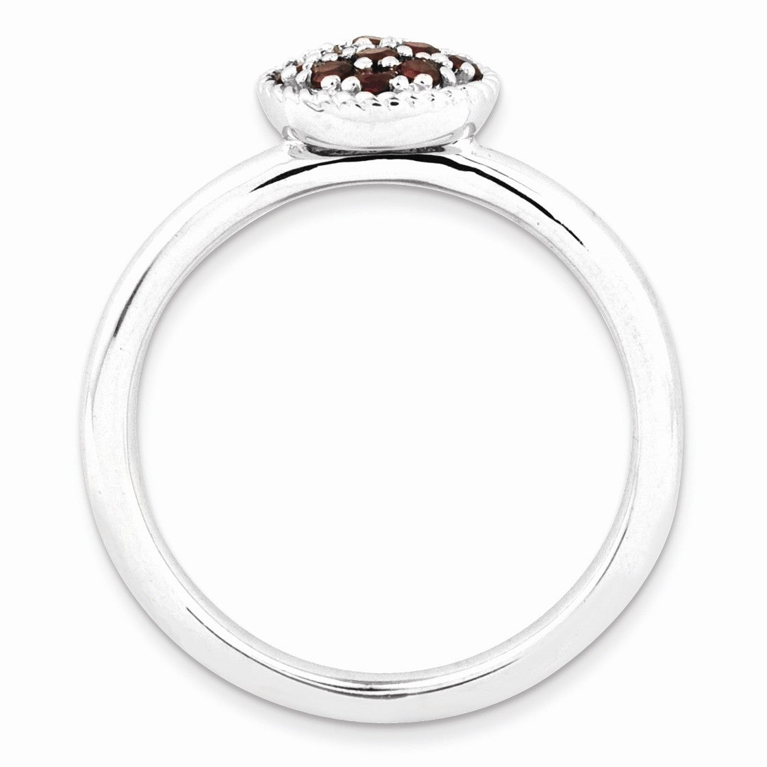 Alternate view of the Sterling Silver &amp; Garnet Stackable 8mm Round Cluster Ring by The Black Bow Jewelry Co.