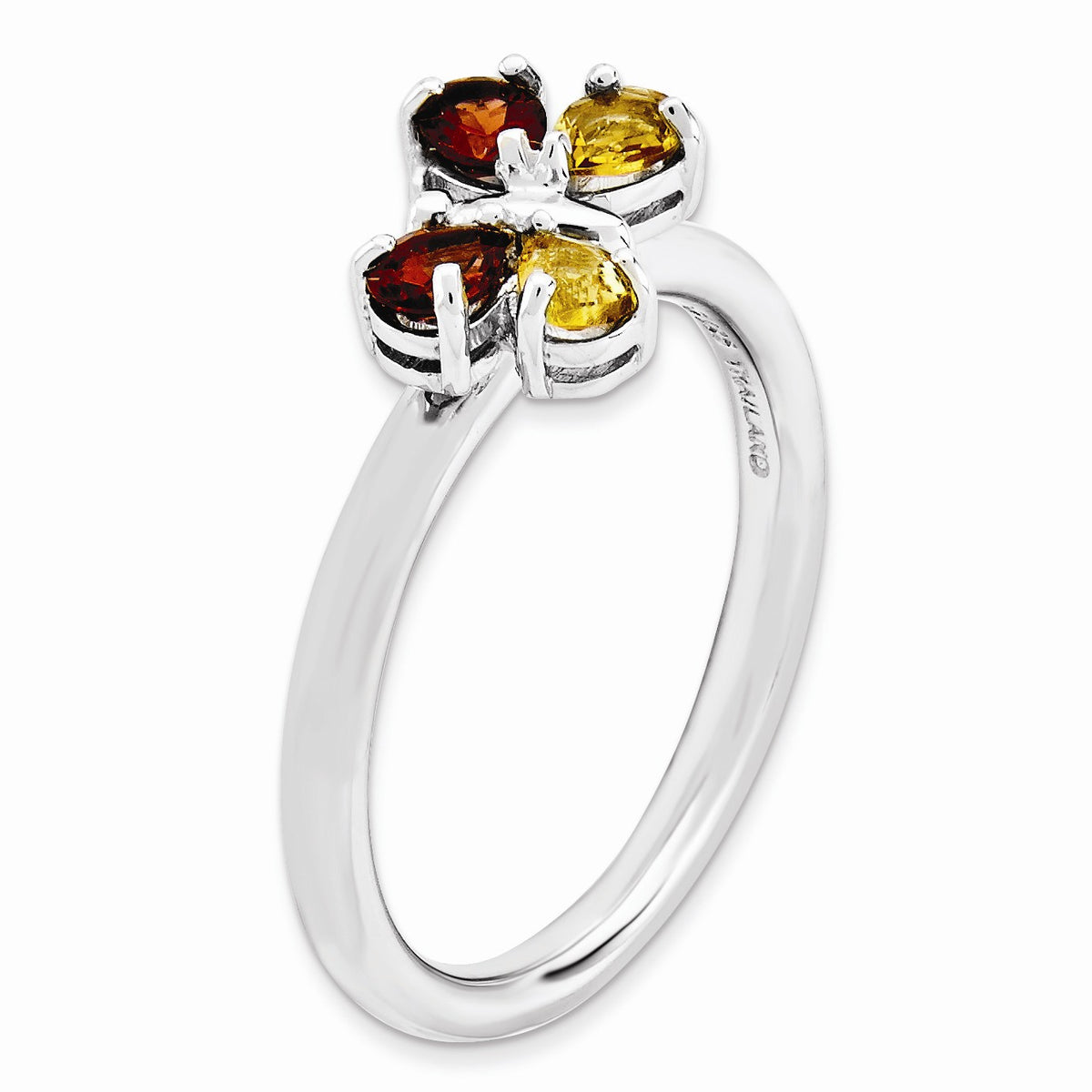 Alternate view of the Stackable Pear Shape Garnet and Citrine Gemstone Butterfly Ring by The Black Bow Jewelry Co.