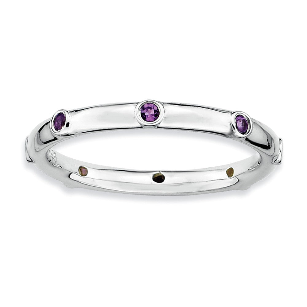 2.25mm Sterling Silver Stackable Amethyst Accent Band, Item R8848 by The Black Bow Jewelry Co.
