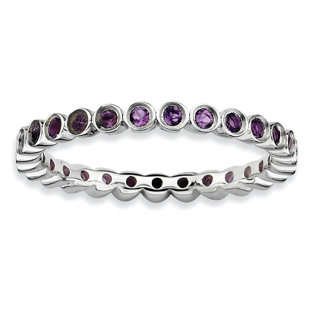 2.25mm Sterling Silver Stackable Bezel Set Amethyst Band, Item R8849 by The Black Bow Jewelry Co.