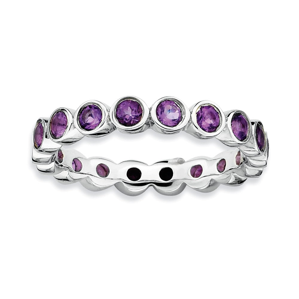 3.5mm Sterling Silver Stackable Bezel Set Amethyst Band, Item R8850 by The Black Bow Jewelry Co.