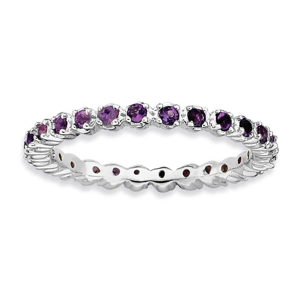 2.25mm Sterling Silver Stackable Prong Set Amethyst Band, Item R8851 by The Black Bow Jewelry Co.