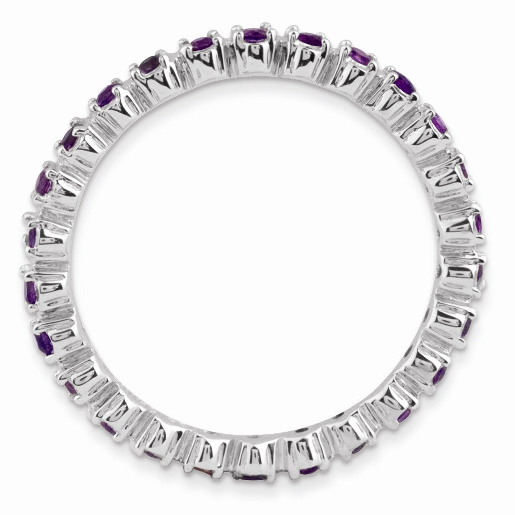 Alternate view of the 2.25mm Sterling Silver Stackable Prong Set Amethyst Band by The Black Bow Jewelry Co.
