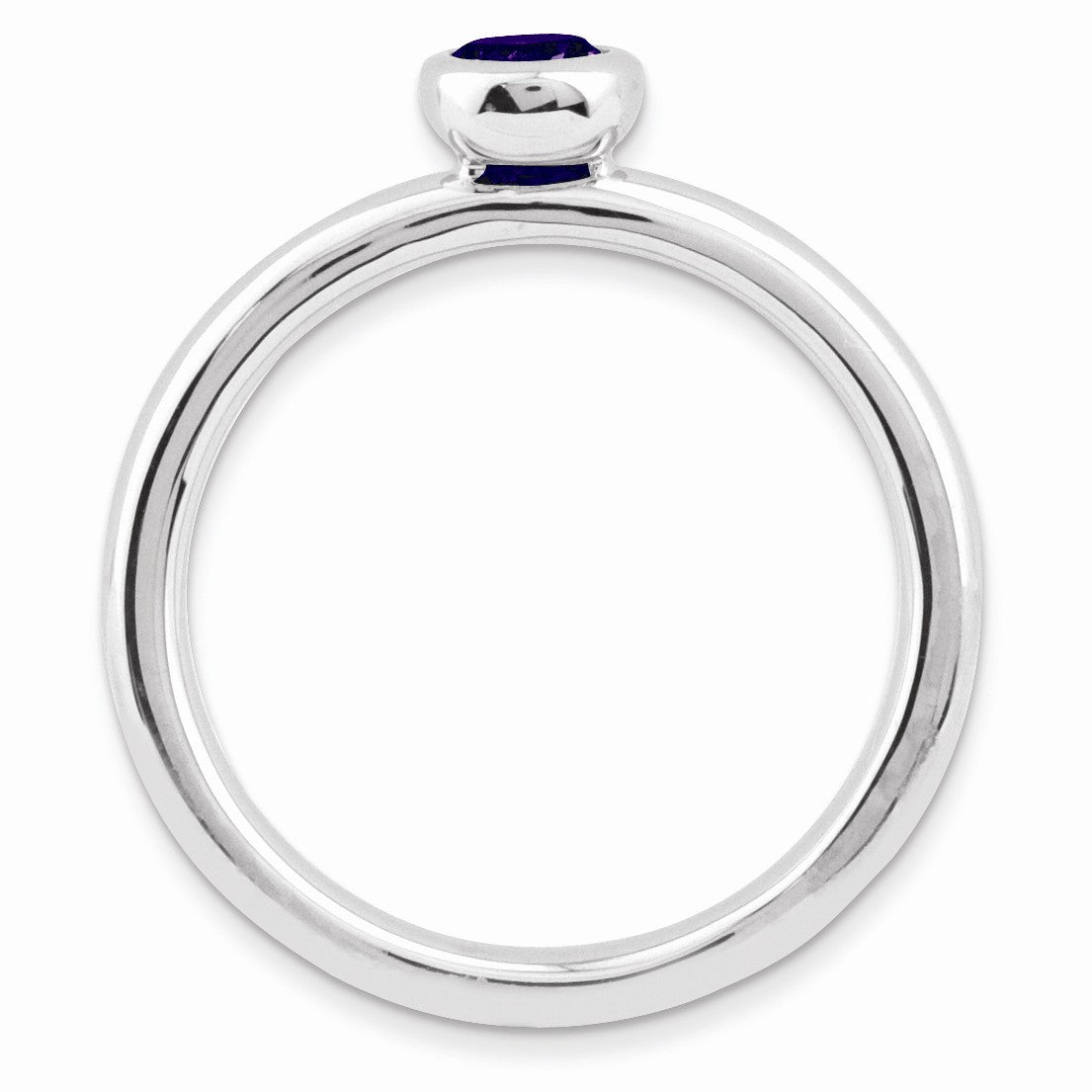 Alternate view of the Rhodium Plated Sterling Silver Low Profile 4mm Amethyst Stack Ring by The Black Bow Jewelry Co.