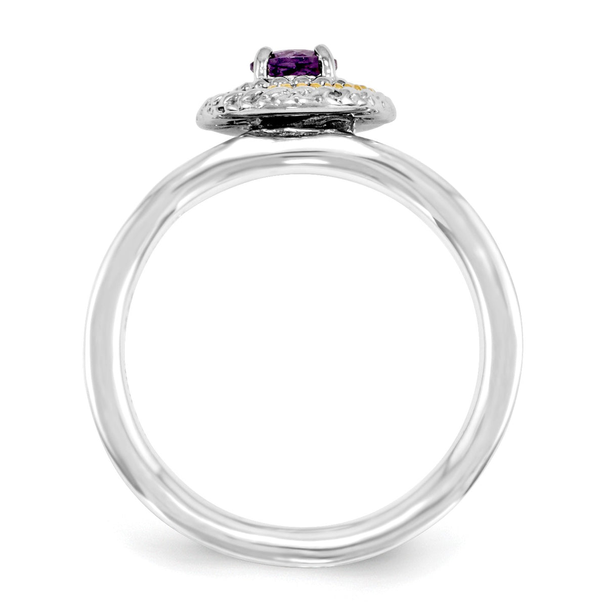 Alternate view of the Sterling Silver and 14k Gold Plated Stackable Amethyst Solitaire Ring by The Black Bow Jewelry Co.