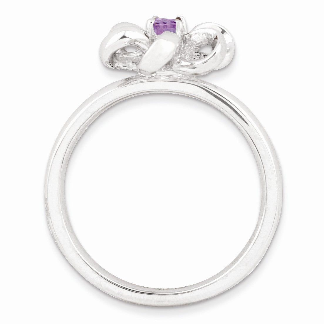 Alternate view of the Sterling Silver Stackable Amethyst Flower Ring by The Black Bow Jewelry Co.