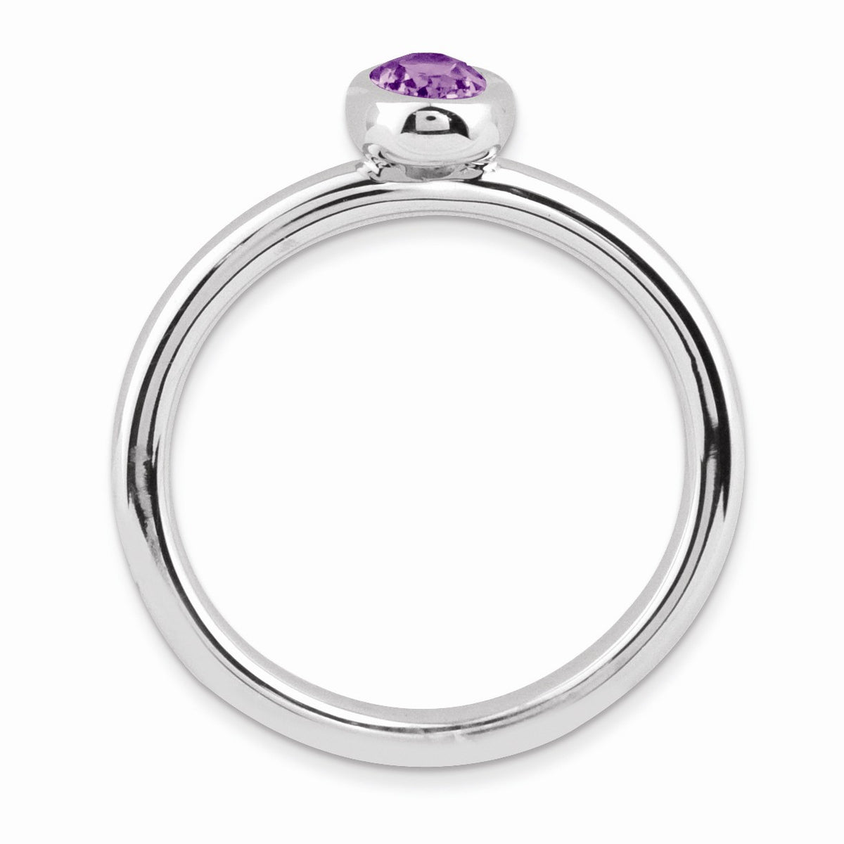 Alternate view of the Sterling Silver &amp; Amethyst Stackable Oval Solitaire Ring by The Black Bow Jewelry Co.