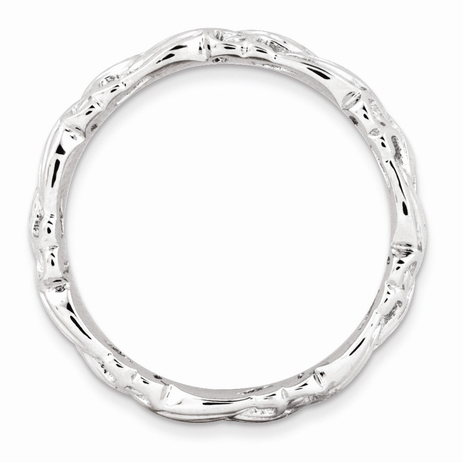 Alternate view of the Rhodium Plated Sterling Silver Stackable Ornate Floral 4.5mm Band by The Black Bow Jewelry Co.