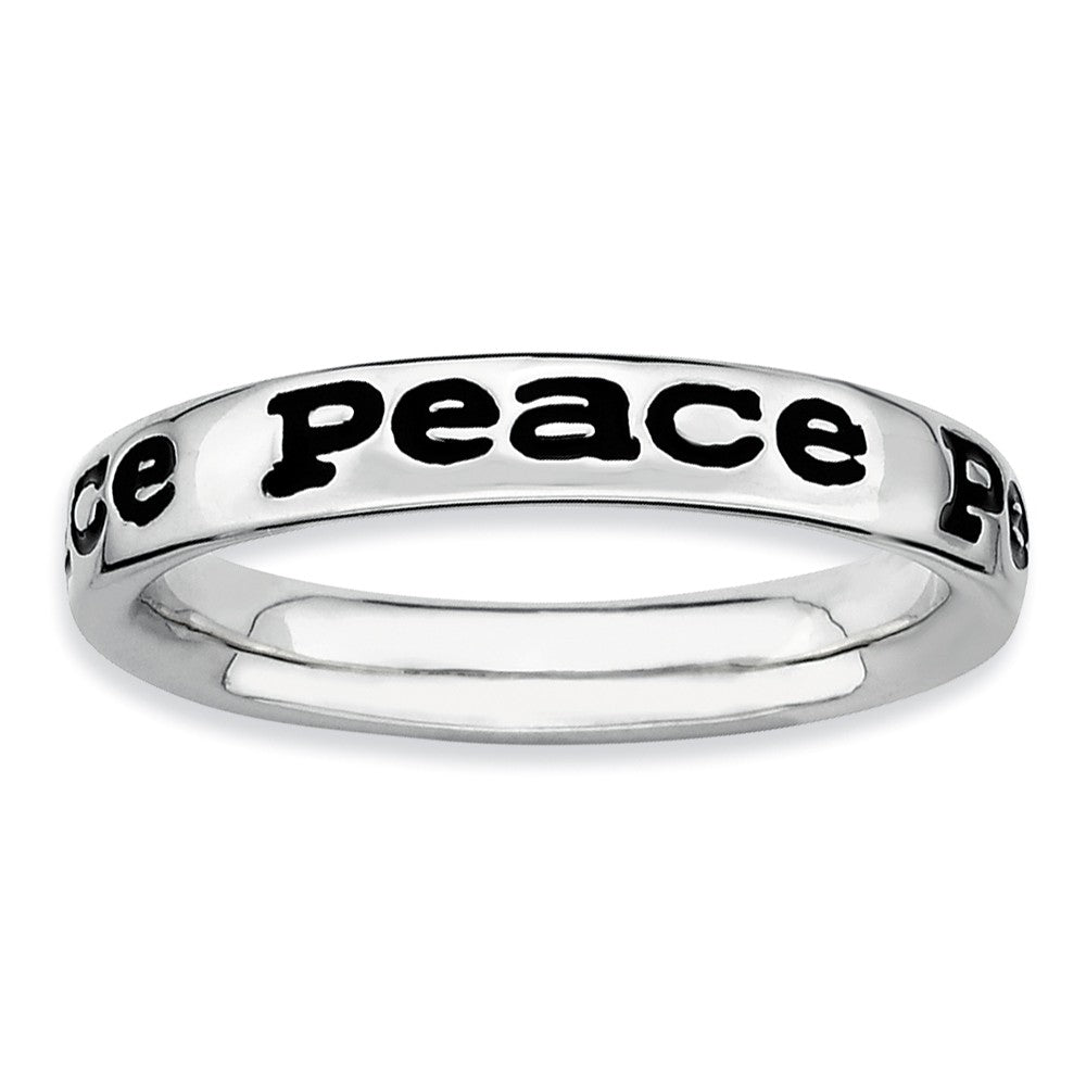 Sterling Silver and Black Enameled Stackable Peace Band, Item R8904 by The Black Bow Jewelry Co.