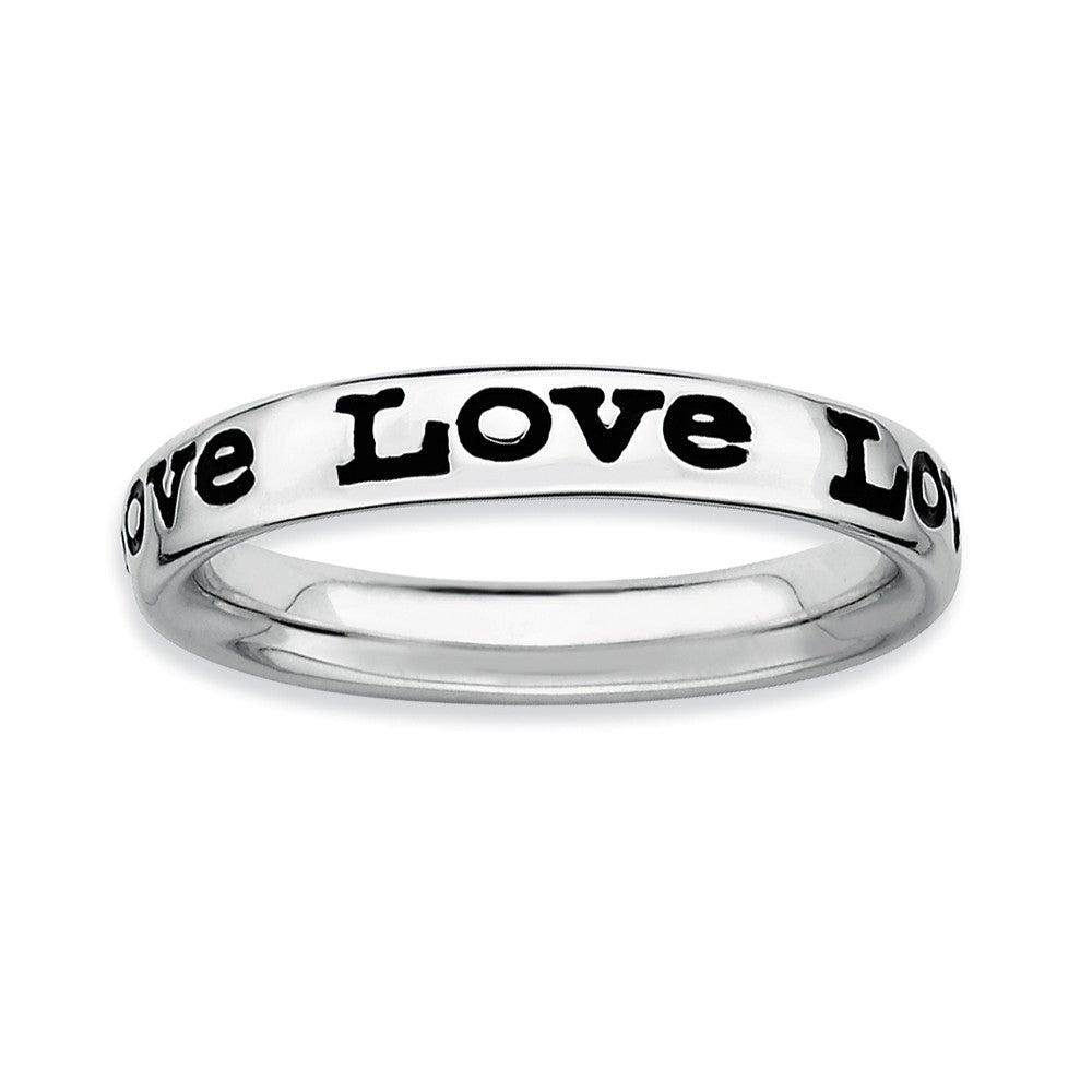 Sterling Silver and Black Enameled Stackable Love Band, Item R8905 by The Black Bow Jewelry Co.