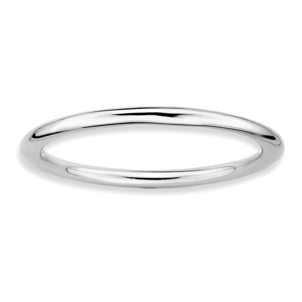 1mm Rhodium Plated Sterling Silver Stackable Polished Elegant Band, Item R8908 by The Black Bow Jewelry Co.