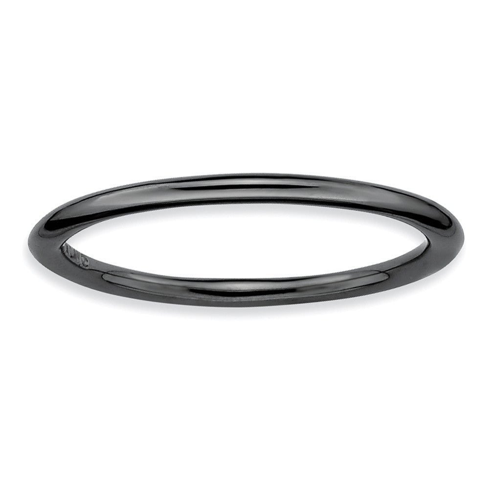 1mm Black Plated Sterling Silver Stackable Polished Elegant Band, Item R8910 by The Black Bow Jewelry Co.