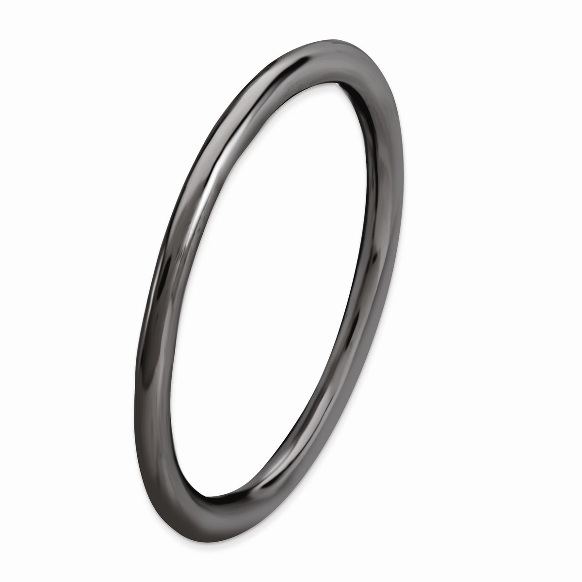 Alternate view of the 1mm Black Plated Sterling Silver Stackable Polished Elegant Band by The Black Bow Jewelry Co.