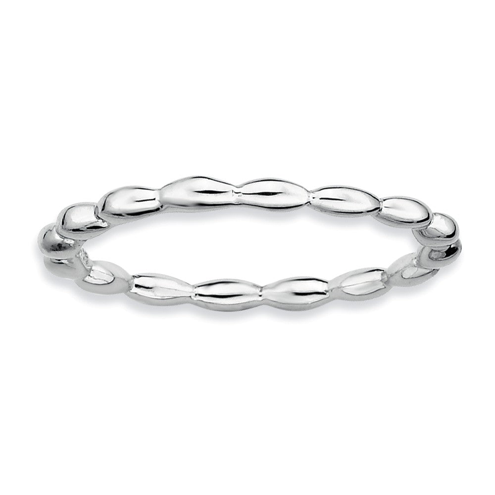 1.5mm Rhodium Plated Sterling Silver Stackable Rice Bead Band, Item R8916 by The Black Bow Jewelry Co.