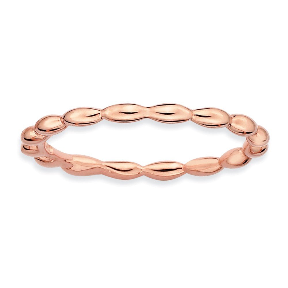 1.5mm 14k Rose Gold Plated Sterling Silver Stackable Rice Bead Band, Item R8917 by The Black Bow Jewelry Co.