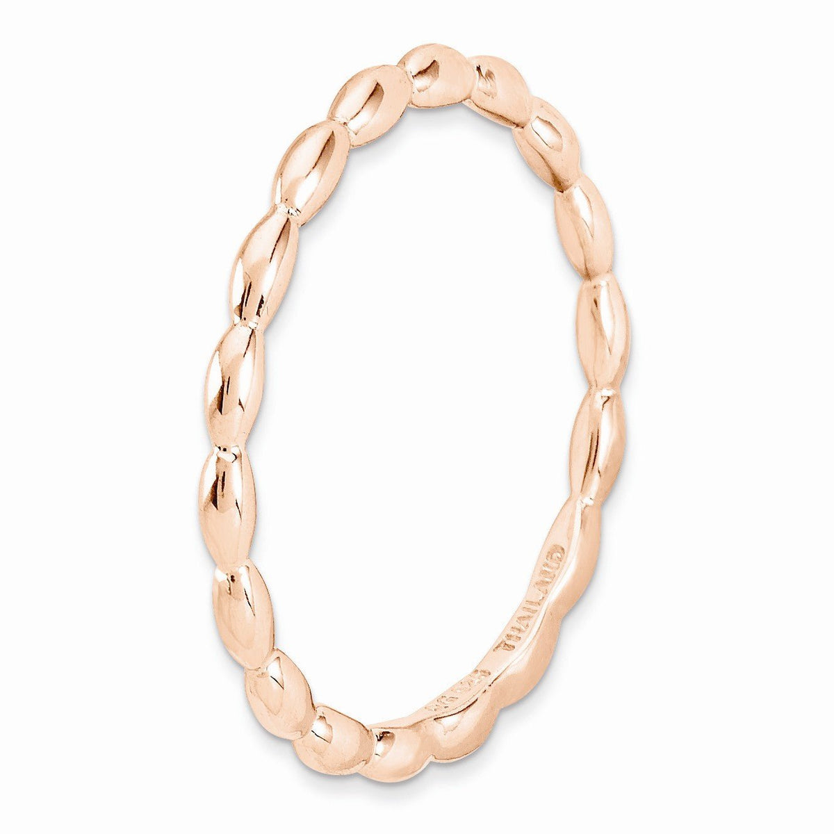 Alternate view of the 1.5mm 14k Rose Gold Plated Sterling Silver Stackable Rice Bead Band by The Black Bow Jewelry Co.