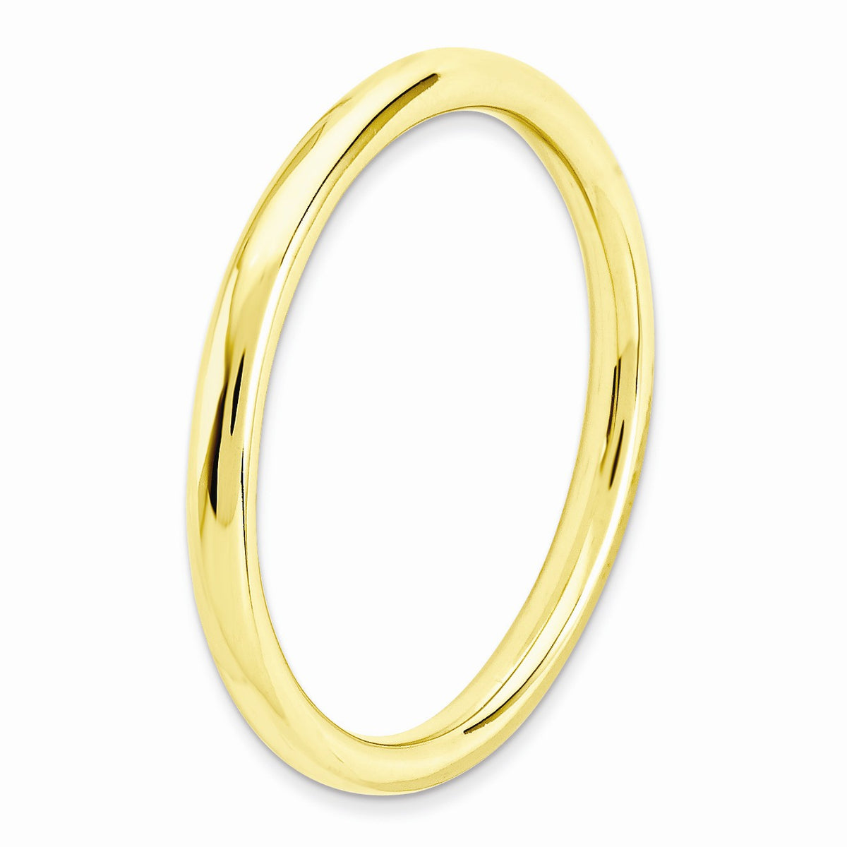 Alternate view of the 2.25mm 14k Yellow Gold Plated Sterling Silver Stackable Polished Band by The Black Bow Jewelry Co.