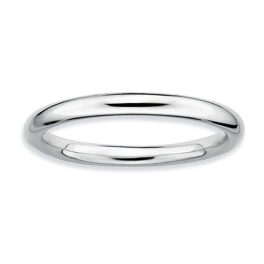 2.25mm Rhodium Plated Sterling Silver Stackable Polished Band