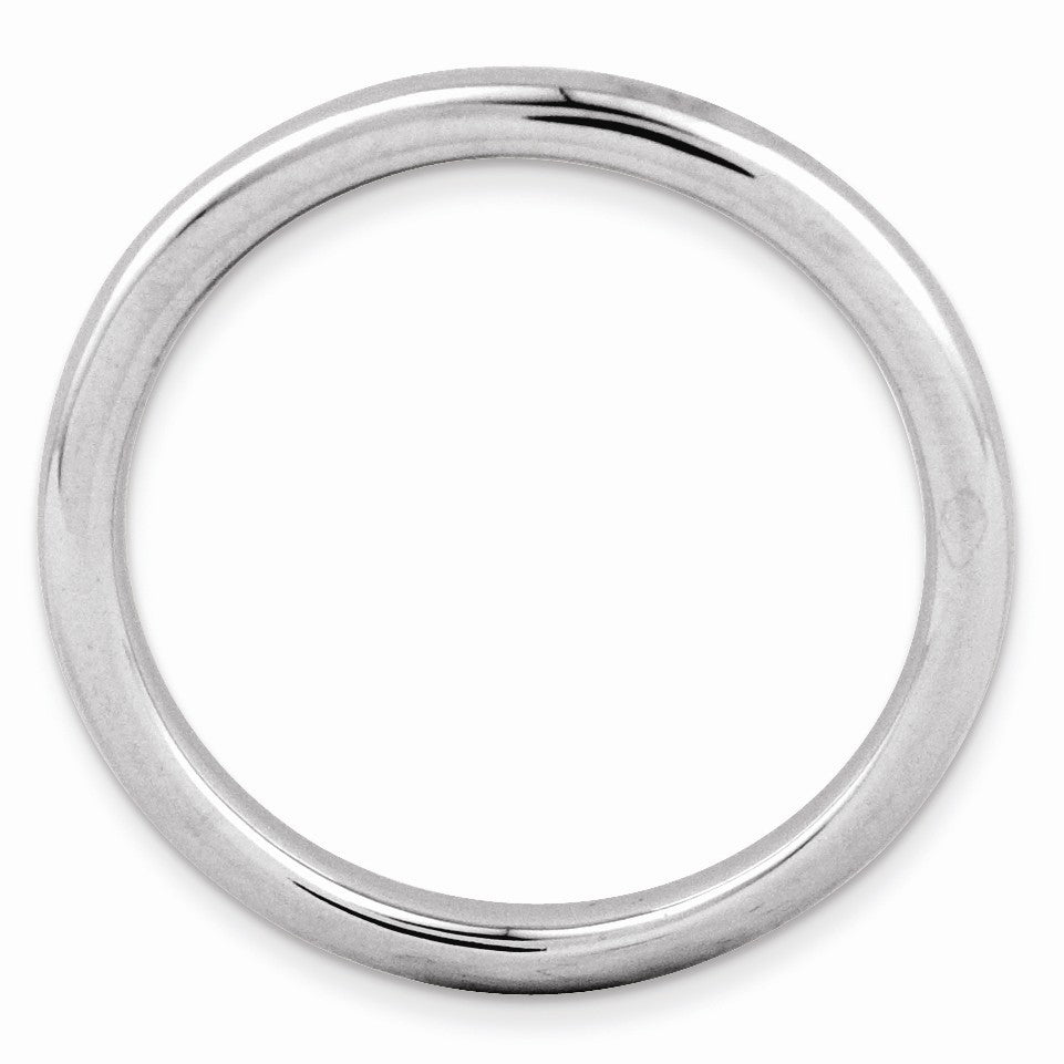 Alternate view of the 2.25mm Rhodium Plated Sterling Silver Stackable Polished Band by The Black Bow Jewelry Co.