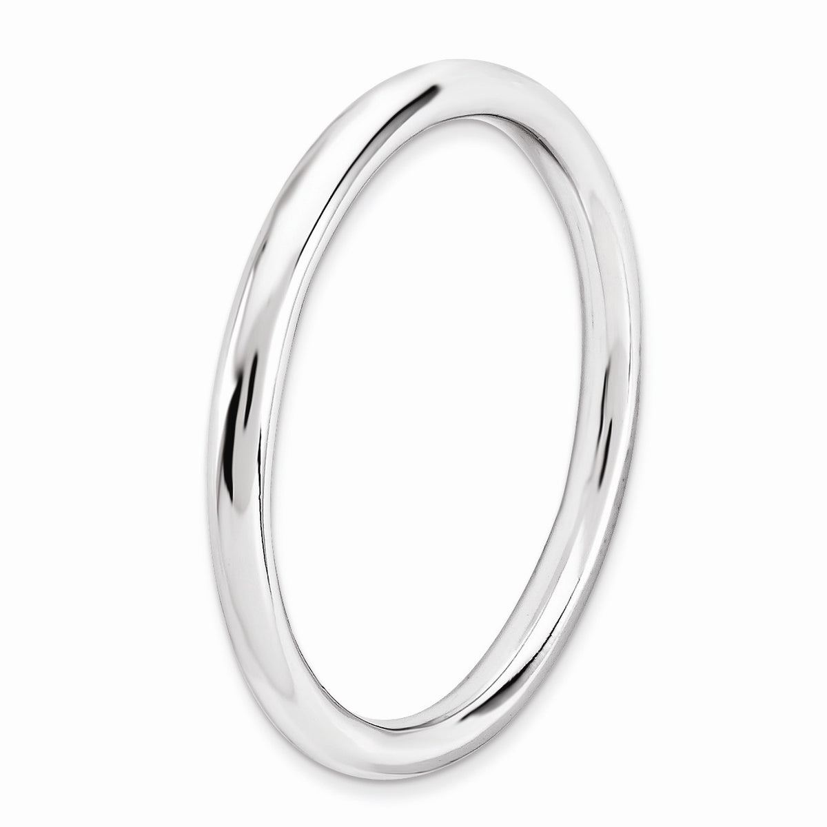 Alternate view of the 2.25mm Rhodium Plated Sterling Silver Stackable Polished Band by The Black Bow Jewelry Co.