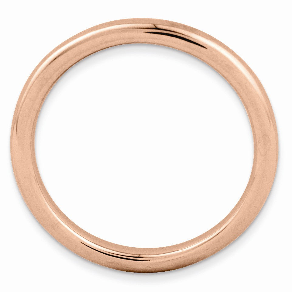 Alternate view of the 2.25mm 14k Rose Gold Plated Sterling Silver Stackable Polished Band by The Black Bow Jewelry Co.