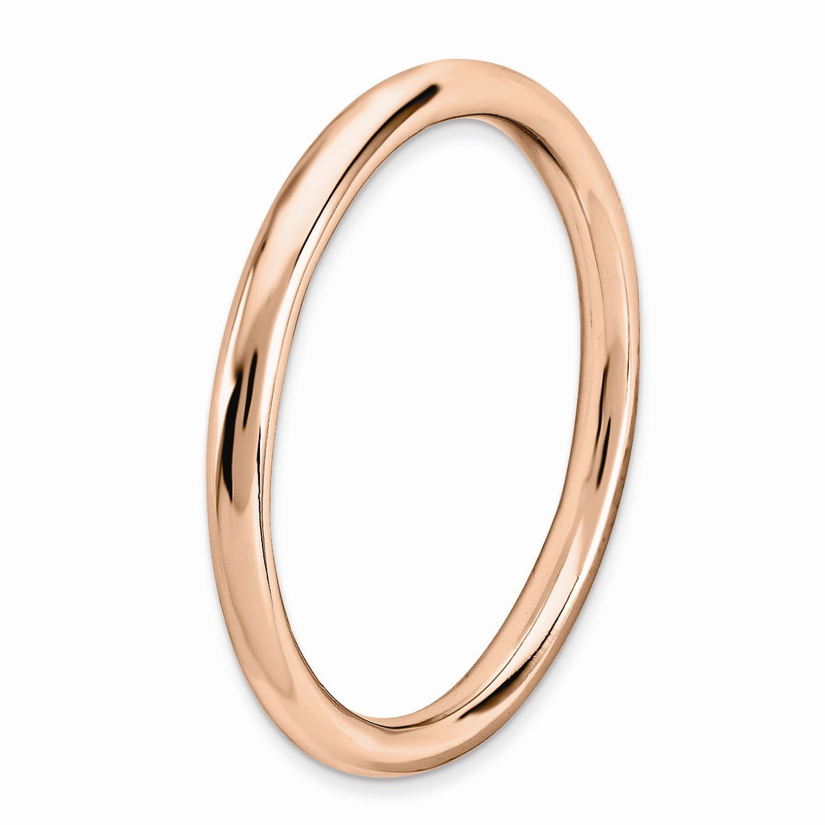Alternate view of the 2.25mm 14k Rose Gold Plated Sterling Silver Stackable Polished Band by The Black Bow Jewelry Co.