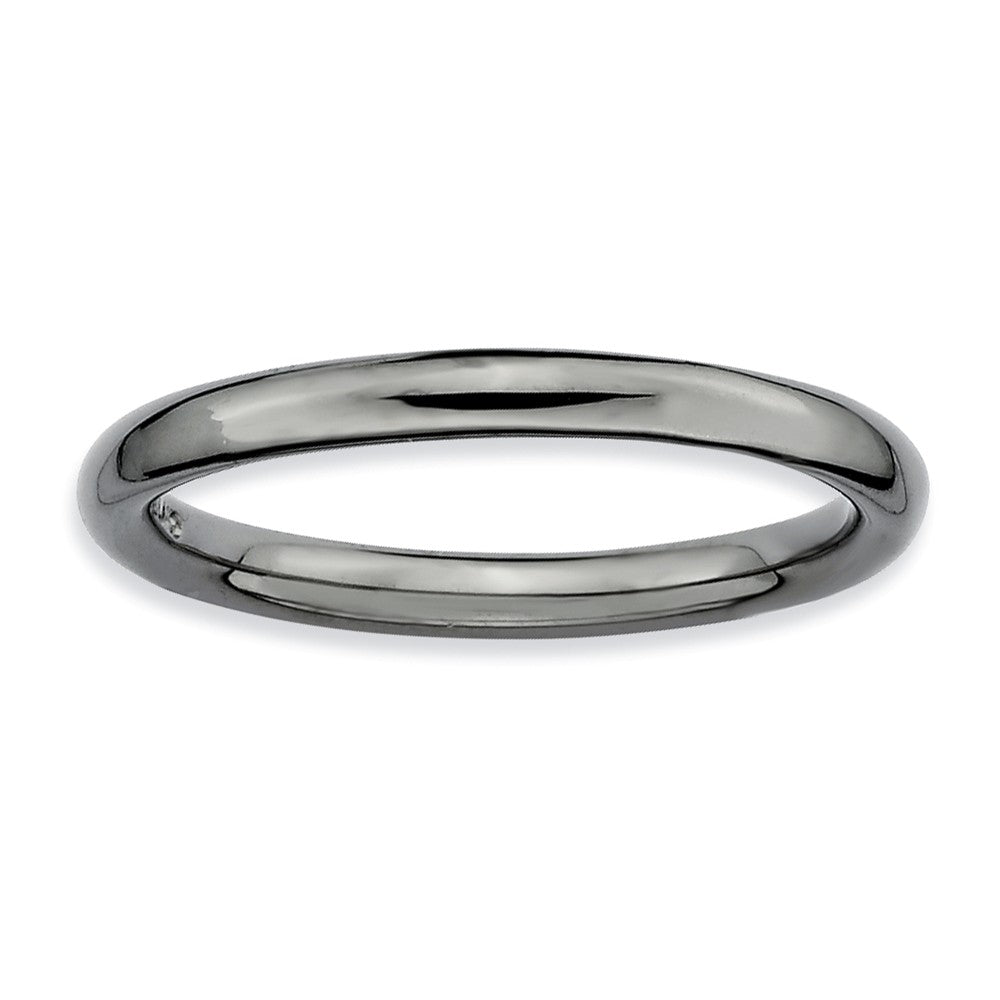 2.25mm Black Ruthenium Plated Sterling Silver Stackable Polished Band, Item R8926 by The Black Bow Jewelry Co.