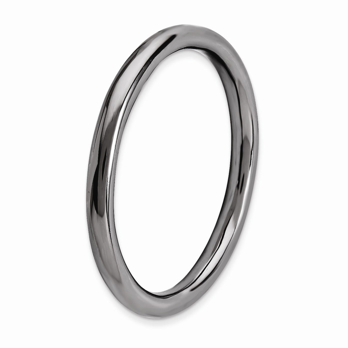 Alternate view of the 2.25mm Black Ruthenium Plated Sterling Silver Stackable Polished Band by The Black Bow Jewelry Co.