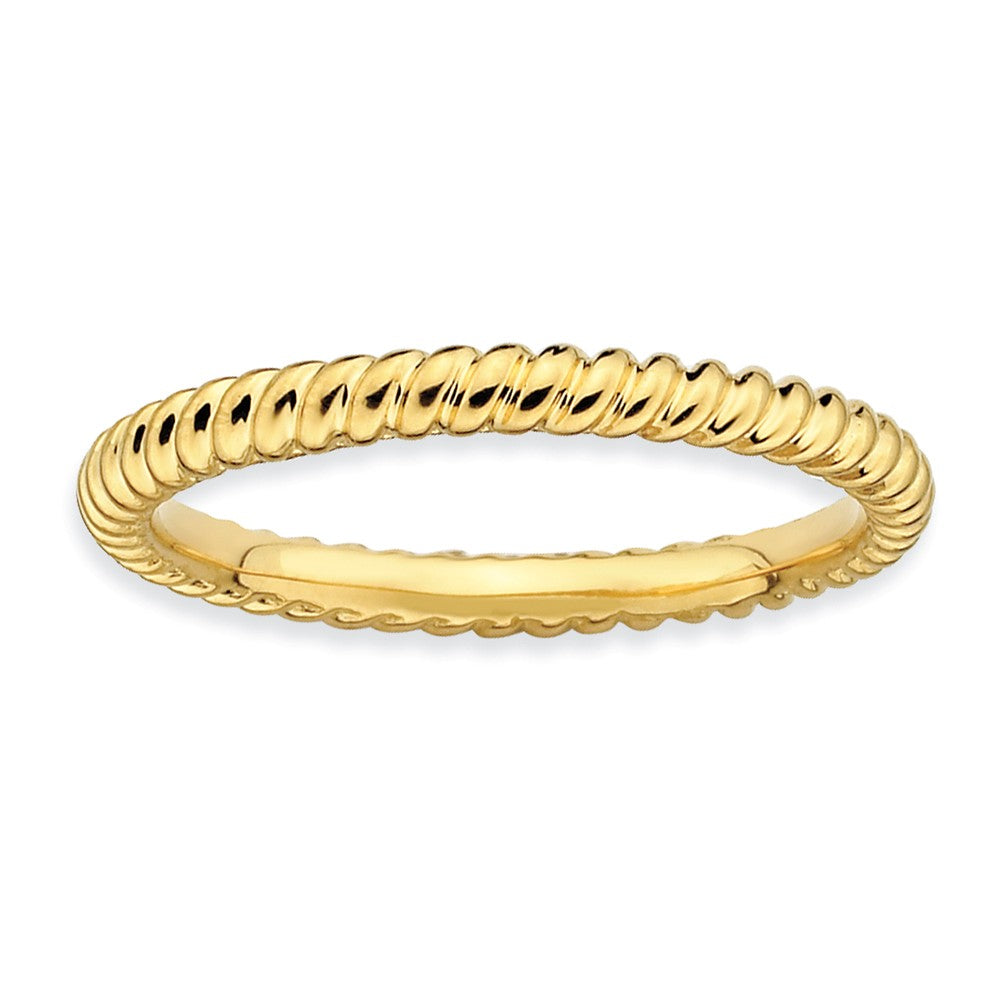 2.25mm 14k Yellow Gold Plated Sterling Silver Stackable Twisted Band, Item R8931 by The Black Bow Jewelry Co.