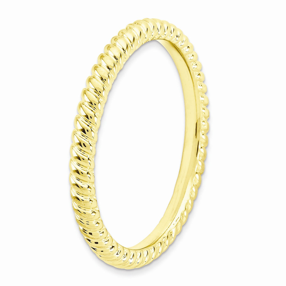 Alternate view of the 2.25mm 14k Yellow Gold Plated Sterling Silver Stackable Twisted Band by The Black Bow Jewelry Co.