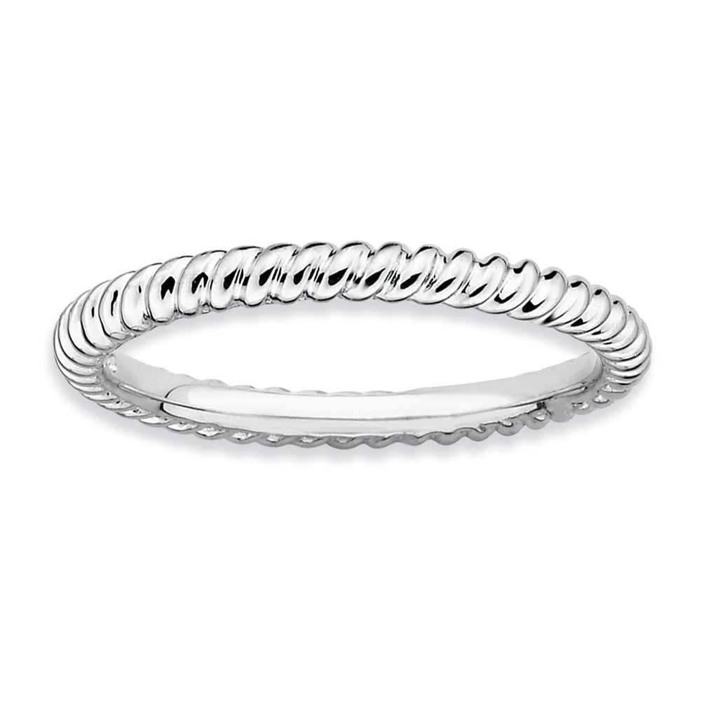 2.25mm Rhodium Plated Sterling Silver Stackable Twisted Band, Item R8932 by The Black Bow Jewelry Co.