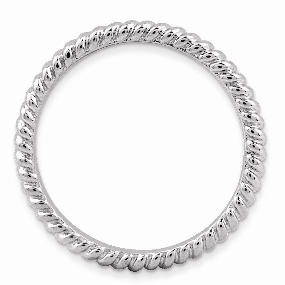 Alternate view of the 2.25mm Rhodium Plated Sterling Silver Stackable Twisted Band by The Black Bow Jewelry Co.