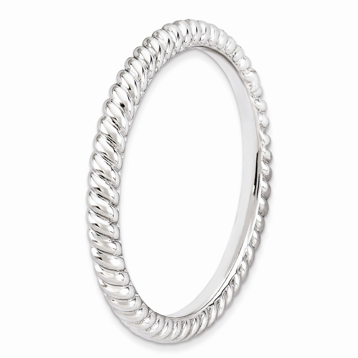 Alternate view of the 2.25mm Rhodium Plated Sterling Silver Stackable Twisted Band by The Black Bow Jewelry Co.