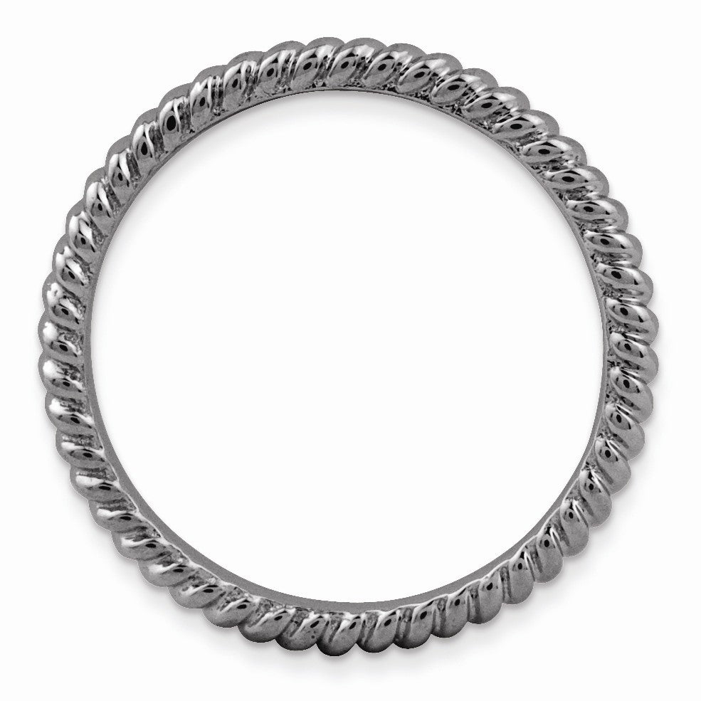 Alternate view of the 2.25mm Black Plated Sterling Silver Stackable Twisted Band by The Black Bow Jewelry Co.