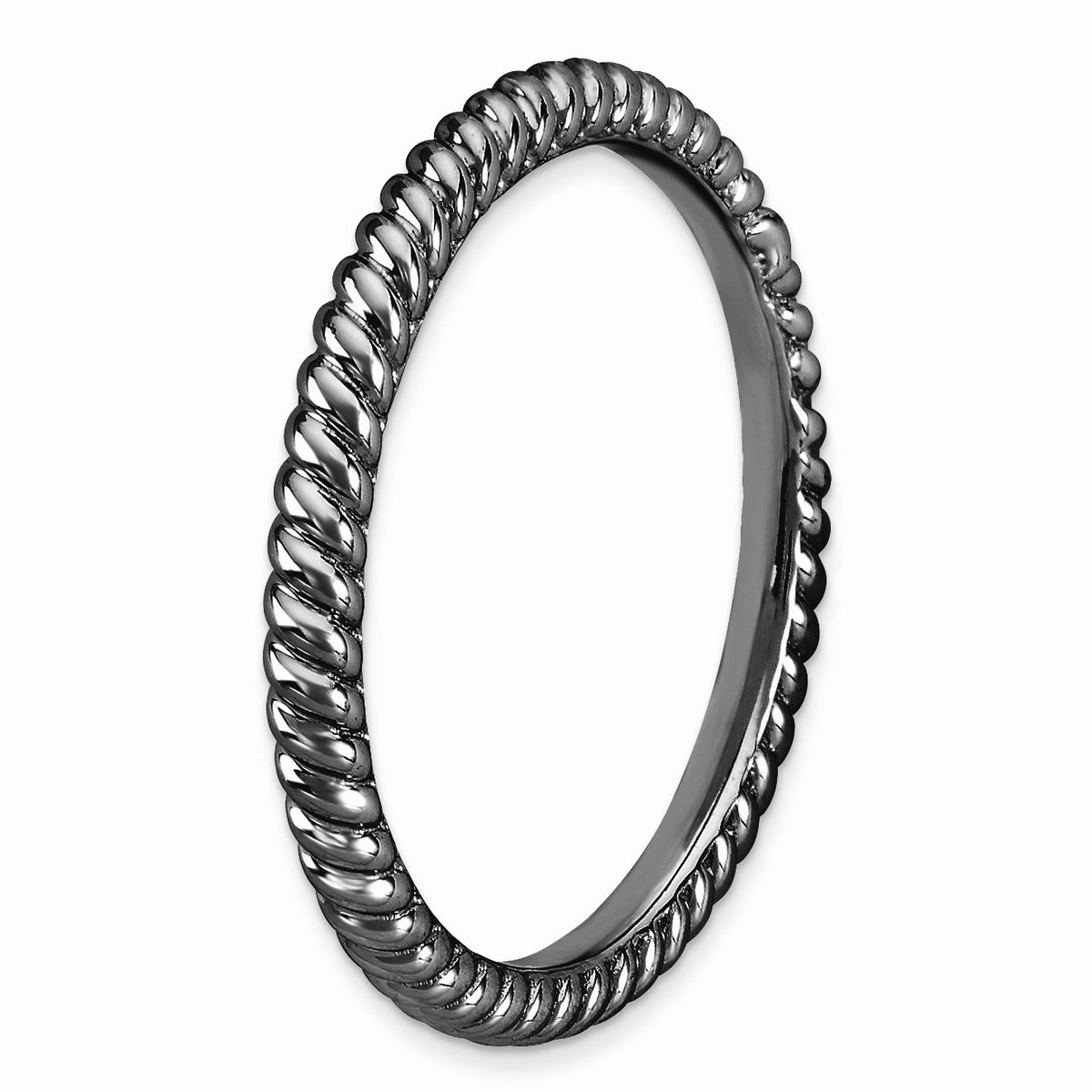 Alternate view of the 2.25mm Black Plated Sterling Silver Stackable Twisted Band by The Black Bow Jewelry Co.