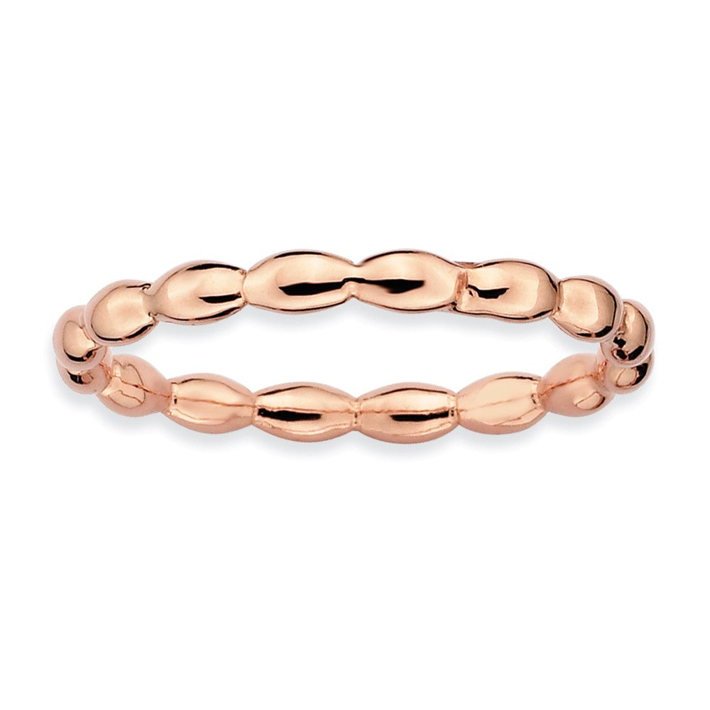 2.25mm 14k Rose Gold Plated Sterling Silver Stackable Rice Bead Band, Item R8937 by The Black Bow Jewelry Co.
