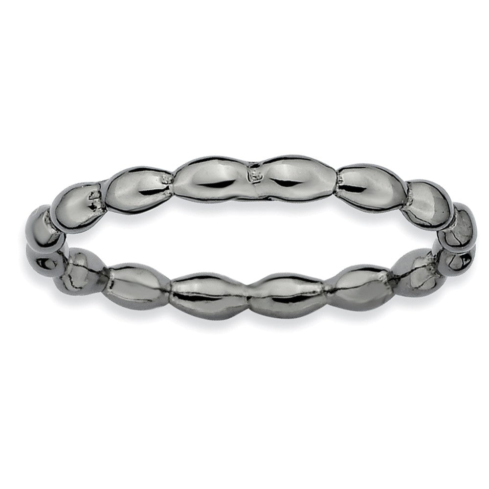 2.25mm Black Plated Sterling Silver Stackable Rice Bead Band, Item R8938 by The Black Bow Jewelry Co.