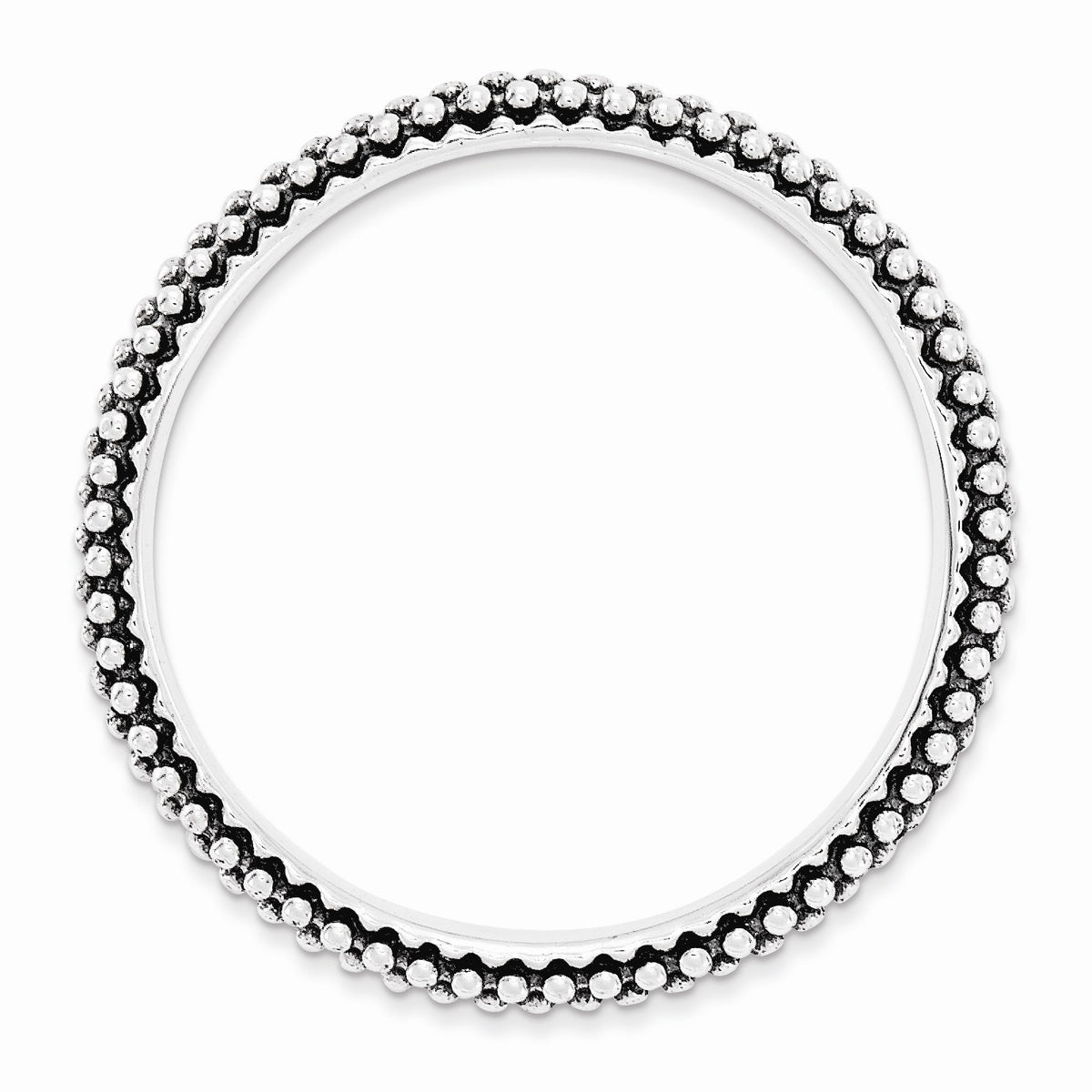 Alternate view of the 2.5mm Sterling Silver Stackable Antiqued Small Bead Band by The Black Bow Jewelry Co.