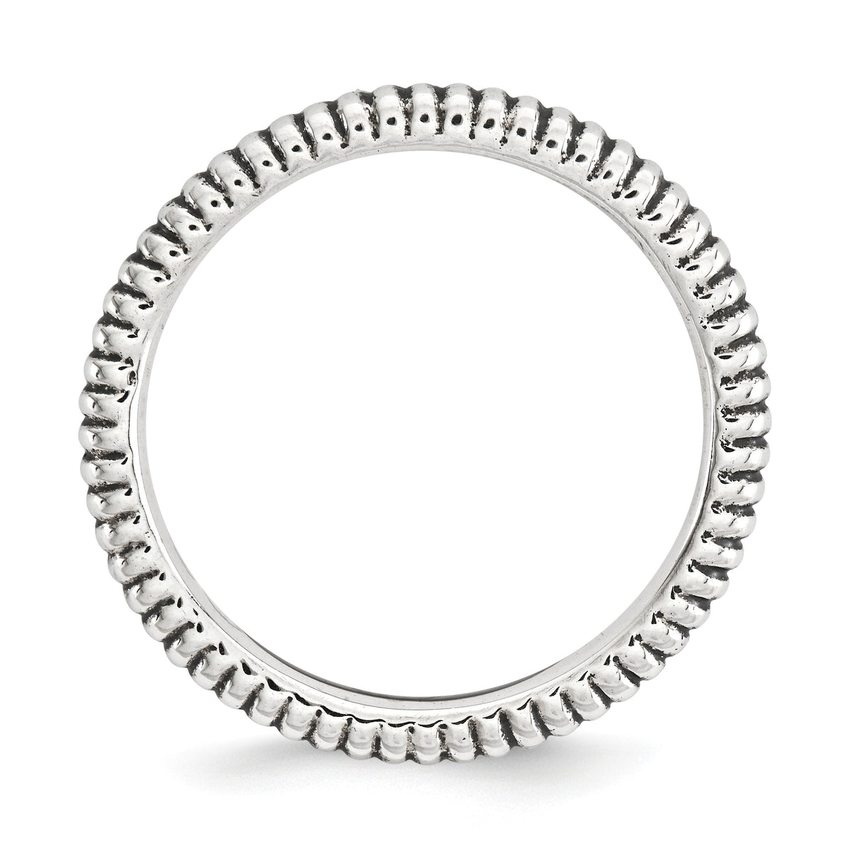 Alternate view of the 2.5mm Sterling Silver Stackable Antiqued Coiled Band by The Black Bow Jewelry Co.